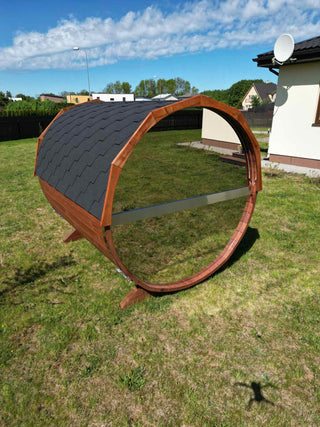 Tønnebadstue speil - plassbesparende design med speilglass for komplett privatliv