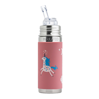 Plastfri isolert drikkeflaske med sugerør for barn - 260ml Rosa Unicorn