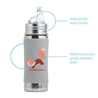 Plastfri drikkeflaske med sippy tut for barn og baby - 325ml Fox